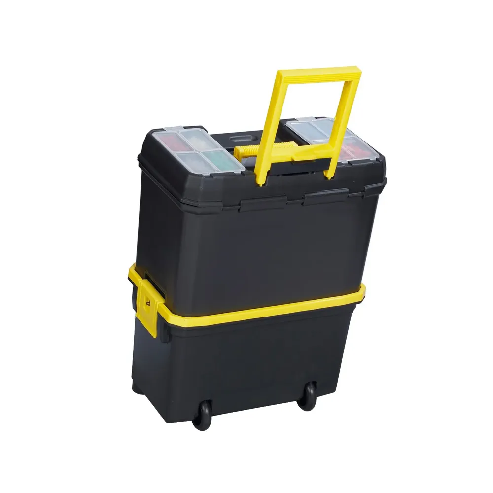 Trolley Porta Attrezzi 2 Vani Con 4 Vassoi Portaminutiera Plastica 45x58,5x27cm