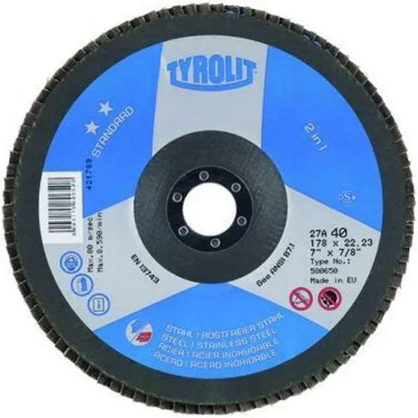 TYROLIT - DISCHI LAMELLE FIBRA 28A mm.115 GRANA 40 Cf.10Pz