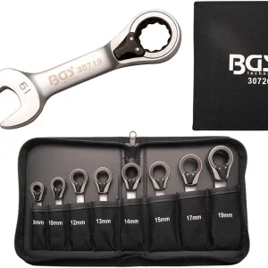SET 8 CHIAVI COMBINATE CRICCHETTO POLIGONALE REVERSIBILE BGS30720 8/19mm