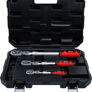 SET 3 PEZZI, CRICCHETTI REVERSIBILI, ESTENSIBILI SNODATI, 1/4" - 3/8" - 1/2" BGS72114