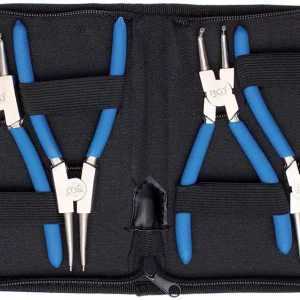 SET 4 PEZZI, PINZE 225MM PER ANELLI ELASTICI SEEGER CUSTODIA BGS650