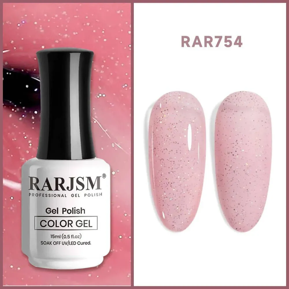 Clear Pink Sparkle Iridato Shimmer Gel Nail Polish 15ml #754