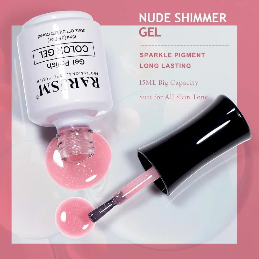 Clear Pink Sparkle Iridato Shimmer Gel Nail Polish 15ml #754