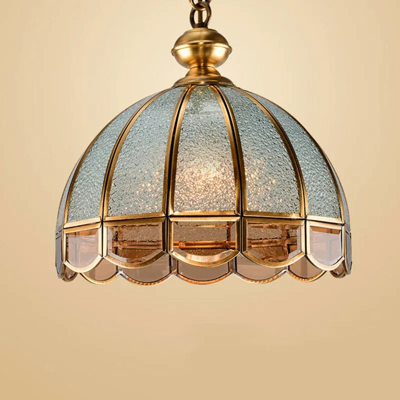 Lampadario per sala studio emisfero Illuminazione Lampada sospensione retrò vetro ondulato oro con catena strappo con bord...