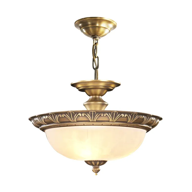 Lampadario sospensione forma di ciotola bronzo Lampadario sospensione per corridoio vetro bianco stile antico